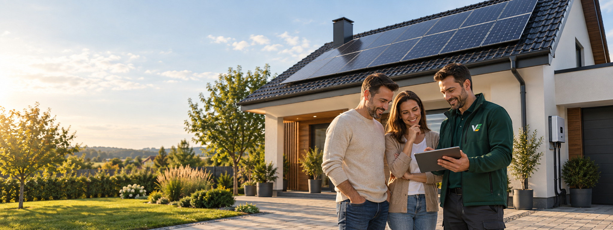 Locuință cu panouri fotovoltaice și acumulator de stocare