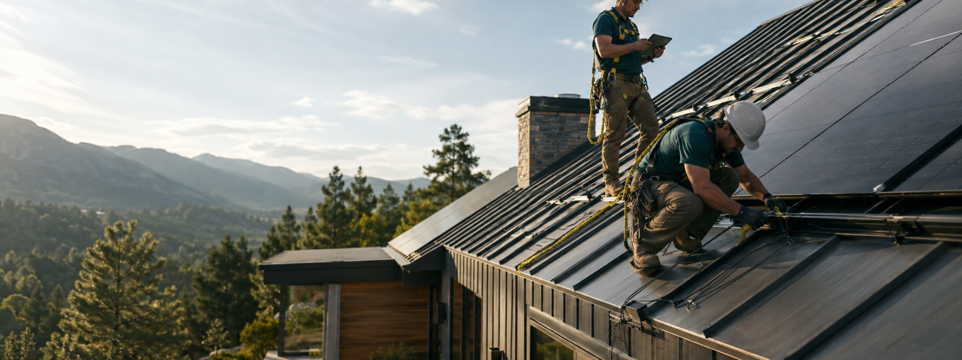 Echipă de specialiști discută un proiect fotovoltaic și componente pentru energie regenerabilă